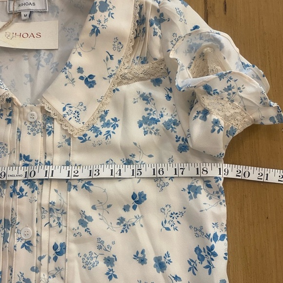 Rihoas Women’s Feminine Vintage Looking Collared Lace Short Sleeve Top New M - Picture 13 of 14